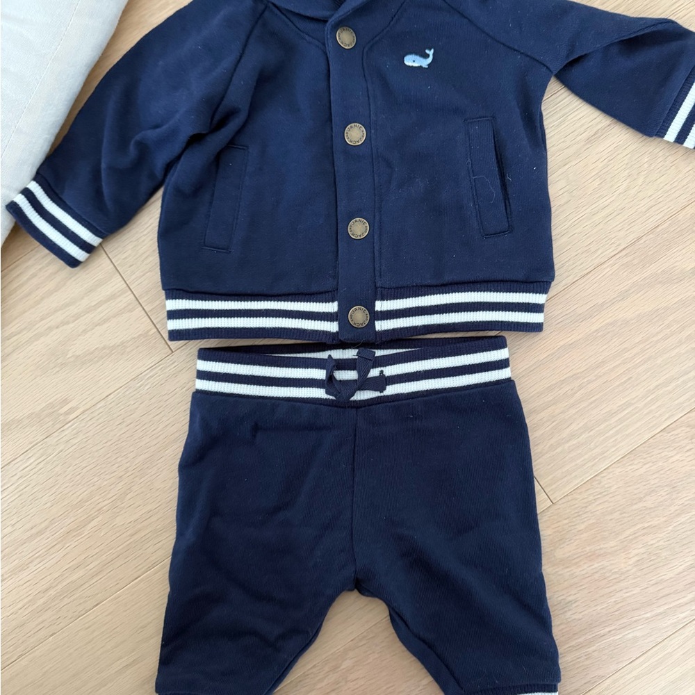 Janie and Jack Navy Outfit with Whale Embroidery